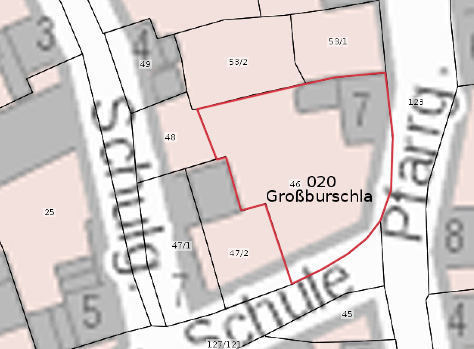 Pfarrgasse 7, Großburschla, Flurkartenauszug, Geoproxy Thüringen